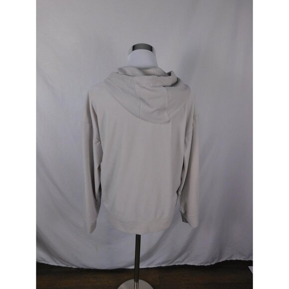 Avia Medium Beige Ribbed Pullover Hoodie Crossover Hood Witchcore - Picture 4 of 12
